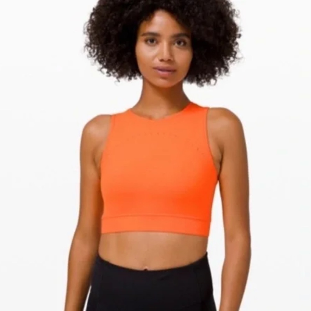 Lululemon Hotty Hot Cropped Tank Top size 4 color orange